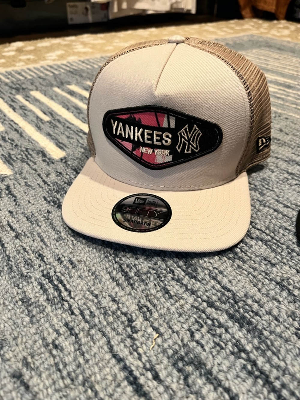 Yankees New Era Tropical Palm Trucker Hat with Pink & Mint Accents